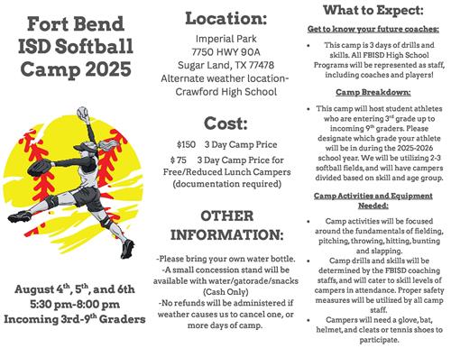 Softball Camp Info